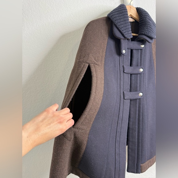 PLAN C Roll-neck Wool Cape Jacket In Brown Sz 38 = US 4 - Picture 6 of 15